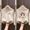 Camiseta Térmica de Felpa Cepillada para Niñas Otoño Invierno Elegante Camiseta de Manga Larga Infantil Ropa Interior Casual para Niñas Top de Cuello Medio Alto