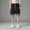 Pantalones Cortos Deportivos de Malla de Seda Helada de Verano para Hombre, Holgados, Delgados, Transpirables, de Moda Tendencia, Pantalones Cortos de Cinco Puntos, Pantalones Cortos de Playa