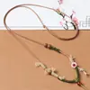 Nueva Cuerda de Colgante Retro Nuevo Estilo Chino Tejida a Mano Wenwan Duobao Collar Cuerda de Cuero Encerado Cuerda de Colgante de Ágata Jade