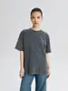 Warren Hailong Matthew26 Início da Primavera Nórdico Retrô Lavado Vintage Blusa Feminina Gola Redonda Manga Curta Camiseta