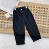 Calças casuais simples de cor pura para meninos e meninas, calças soltas da moda, combinam com tudo, para primavera e outono, para crianças