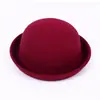 Sombrero Pequeño Retro Británico para Adultos y Niños Otoño e Invierno Lana Sintética con Forma Sombrero Redondo Pequeño Unisex Ala Levantadiza Cúpula Pequeña Sombrero de Hamburguesa