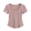 Camiseta feminina estilo Spice Girl europeia e americana, gola redonda, manga curta, justa, elástica, slim, curva, curta, verão 2024