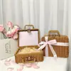 Caja de Almacenamiento para Cosméticos, Accesorios Retro, Maleta de Ratán, Caja de Regalo, Caja de Almacenamiento Tejida de Ratán de PP Sólido