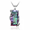 Deseo comercio exterior venta caliente flor piedra colorida colgante piedra arcoíris colgante de turmalina hojas europeas y americanas enroscadas colgante de collar