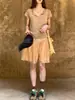 Camiseta de Verano de Gasa Tejida de Manga Corta, Versátil, para el Trabajo y el Ocio, con Cuello en V Delgado, para Mujer