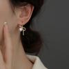 Brincos de Pérola com Laço para Mulheres, Simples e Fashion, Versátil e Estiloso, Novos Estilos de Presilhas de Orelha, Brincos da Moda de Celebridades da Internet