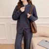 Traje de punto informal de estilo perezoso para mujer, otoño e invierno, nuevo estilo coreano, suéter con cuello redondo y cremallera, cárdigan, pantalones rectos, conjunto de dos piezas