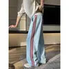 Pantalones Rectos con Raya Americana Texturizada para Hombre Otoño Tendencia Versátil Caída Larga Holgados Casual Deportivos