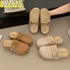 Mules cerrados para mujer 2026 nuevo otoño exterior estilo Birkenstock sin cordones para oficina, sandalias tejidas de suela gruesa
