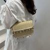 Bolsos para Mujer 2025 Nuevo Estilo Bolso de Paja, Elegante Bolso Bandolera de Cadena para el Hombro, Bolso Cuadrado Pequeño Personalizado para Vacaciones en la Playa