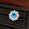 Set de Pendientes y Anillo de Flor de Circonita Vintage, Pendientes Versátiles Exquisitos, Set de Joyería de Lujo Ligero de Gama Alta