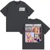 Camiseta Cover de Turnê de Álbum da Cantora Ariana Grande Moda Masculina e Feminina Estética Camiseta de Manga Curta Algodão Casual
