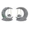 Decoración de resina de monumento de gato de luna nueva transfronteriza estatua de lápida de mascota gato lunar con alas escultura de césped