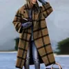 2026 Nuevo Cruce de Fronteras Europeo y Americano Otoño Comercio Exterior Ropa de Mujer Amazon Abrigo Largo con Solapas de Lana Estampado de Talla Grande
