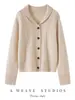 Nuevo suéter de cachemira para otoño e invierno para mujer, cárdigan 100% cachemira pura, chaqueta de punto de color liso, abrigo suéter versátil y cálido