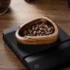 Madera de Nogal Madera Maciza Bandeja para Pesar Granos de Café Bandeja Medidora de Madera Portátil Plato de Cerámica para Granos Bandeja para Pesar Café Molido