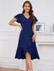 Novo Vestido de Baile para Eventos 2026 com Design Plissado, Vestido Casual de Verão de Manga Curta, Vestido de Nicho para Festa de Formatura