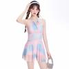 Traje de baño tipo bóxer con falda adelgazante y corte ajustado, estilo Chanel, para niña, dulce y lindo, estilo puro.