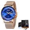 LIGE LIGE Reloj de cuarzo de malla para mujer Milan Clásico casual para mujer Doble calendario Resistente al agua Reloj de pulsera 10049