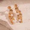Pendientes de Borla Geométrica Perla Aguja de Plata Lujo Ligero Pendientes de Botón de Gama Alta Moda Transfronteriza Europea y Americana Pendientes Versátiles Venta al por Mayor