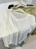 Top de Protección Solar con Cuello en V Ligeramente Transparente Verano Nuevo Aspecto Adelgazante Versátil Dobladillo Simple Arco Camiseta de Manga Larga para Mujer Transfronterizo
