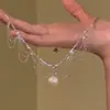 Colar Longo Pérola Estrelada Estilo Francês para Mulheres, Acessórios de Colar em Camadas Multi-Camadas, Corrente de Clavícula de Luxo Leve Nicho de Alta Qualidade