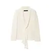 Comercio Exterior Mayoreo 2025 Verano Nuevo Traje Chaqueta Solapa Bufanda Delgada Pantalón Recto Traje Casual de Moda