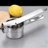 Exprimidor Manual Multifuncional de Acero Inoxidable, Exprimidor de Frutas y Verduras, Prensa para Relleno de Empanadas, Triturador de Papas