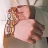 Explosiones de fuentes transfronterizas acero inoxidable prismático cuadrilátero moda europea y americana oro de 18 quilates pulsera de cadena cubana hip-hop para hombre