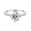 Anillo Clásico de Moissanita Redonda de Color de 1 Quilate con Engaste de Cuatro Garras, Plata de Ley S925, Joyería al por Mayor en Stock, Personalización
