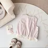 2026 Nuevo Modelo Rosa Niebla Melocotón Estilo Primavera Ropa Infantil Chaleco de Princesa en Rosa Suave para Niñas, Chaleco de Bebé para Abrigo