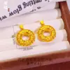 Colgante Auspicioso de Paz Estilo Filigrana Antigua Chapado en Oro Latón para Mujer, Estilo Lujo Ligero con Sentido de Elegancia, Colgante Circular Hueco Color Oro Arena