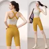 Conjunto de Ropa de Yoga para Mujer: Sujetador Deportivo a Prueba de Golpes de Alta Intensidad con Copas Fijas, Camiseta sin Mangas para Fitness, Ropa de Entrenamiento, Pantalones de Cinco Puntos para Verano