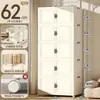 Armário de armazenamento dobrável doméstico com rodas, sem necessidade de instalação, adequado para roupas de bebê, apartamentos alugados, design multicamadas, empilhável e à prova de poeira