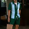 Moda Masculina 2026 Transfronteriza Conjunto a Juego de Top y Pantalones Cortos con Estampado 3D de Manga Corta