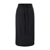 Falda de punto gris para mujer con cintura elástica, ajustada a la cadera, corte recto, holgada, casual, falda larga/falda midi versátil