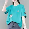 Ropa de maternidad de comercio exterior transfronterizo, camiseta de manga corta de sobreproducción para mujer, corte holgado, talla grande, adelgazante, que disimula el abdomen, top moderno estilo coreano