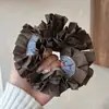 Goma para el pelo a rayas de tela retro simple coreana Elegante Alta elasticidad Cola de caballo Lazo grande para el pelo Accesorio para el cabello