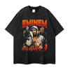 Camiseta Vintage com Estampa Singer Estilo Retro Desgastado Floral Manga Curta Estilo Ins Marca Tendência Transfronteiriça Unissex Solta Manga Média