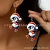 Pendientes Navideños Lindos de Venta Caliente Transfronterizos Estilo Dibujos Animados con Gorros Rojos Navideños, Bufandas y Adornos Navideños de Pingüino para Orejas