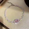 Pulseira de Flor Zircônia Oval Dopamina Jardim Monet Luxo Leve Toque de Alto Padrão Joia de Mão de Luxo para Banquete