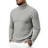 Bestseller Outono/Inverno Transfronteiriço 2026: Suéter Masculino Gola Alta Tricô Trançado Slim Fit Listra Vertical Estilo Casual Relaxado Manga Longa