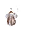 Estilo Coreano ins Niñas Bebé Top de Manga Corta con Burbujas + Conjunto de Dos Piezas con Tirantes de Encaje Combinable Algodón Fino Traje para Escalar
