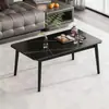 Mesa de centro cuadrada de losa de roca de lujo ligero de moda para uso doméstico, sala de estar de apartamento pequeño minimalista moderno