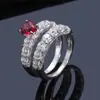 Anéis de Casal da Moda Estilo Coreano, Mesmo Estilo do Tiktok, Anéis de Cobre com Zircônia Redonda em Formato de Coração, Anéis Femininos Transfronteiriços, Venda Direta do Fabricante