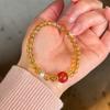 Pulsera Jinpo Ágata Roja del Sur Perla Natural para Mujer Simple Hecha a Mano Diseño Cuerda Sangrante Pulsera de Cuentas B3336