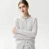 Cardigã de Cashmere com Pedras de Diamante para Mulheres 2026 Novo Estilo Outono e Inverno Elegante Peça Externa Simples Versátil Jaqueta de Tricô Suéter de Gola Redonda