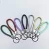 Cordón de cuero simple cuerda redonda PU llavero soporte para llaves de coche accesorio colgante para bolso anillo redondo colgante de regalo