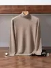 Suéter de cachemira de cuello alto para hombre, capa base de punto para otoño e invierno, de manga larga, corte holgado, cálido, suéter casual de lana para usar en capas